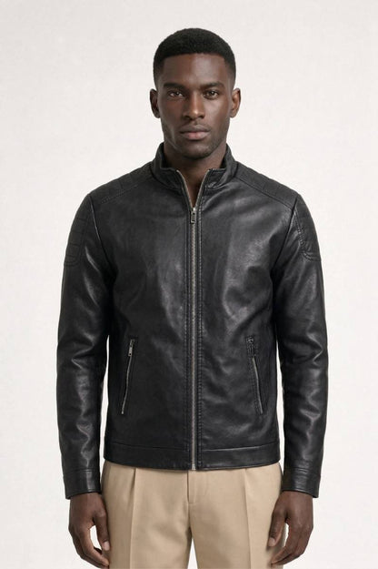 Veste Homme - Col Montant avec Fermeture Zip | Moderne - Noir