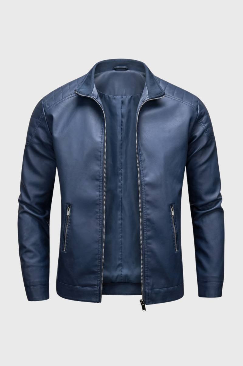 Veste Homme - Col Montant avec Fermeture Zip | Moderne - Bleu Marine