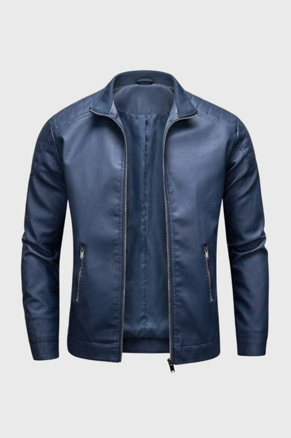 Veste Homme - Col Montant avec Fermeture Zip | Moderne - Bleu Marine
