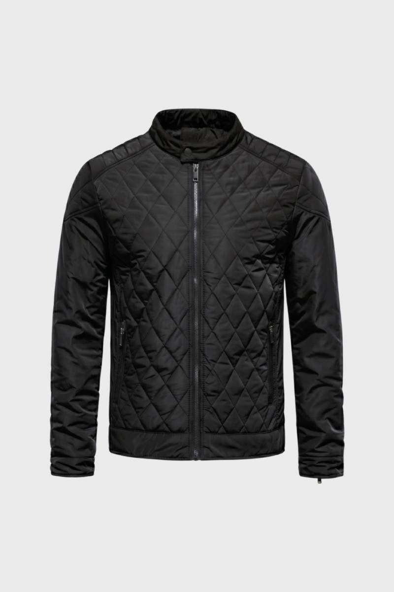 Veste Homme - Matelassée Coupe Moderne Col Montant | Casual — Noir