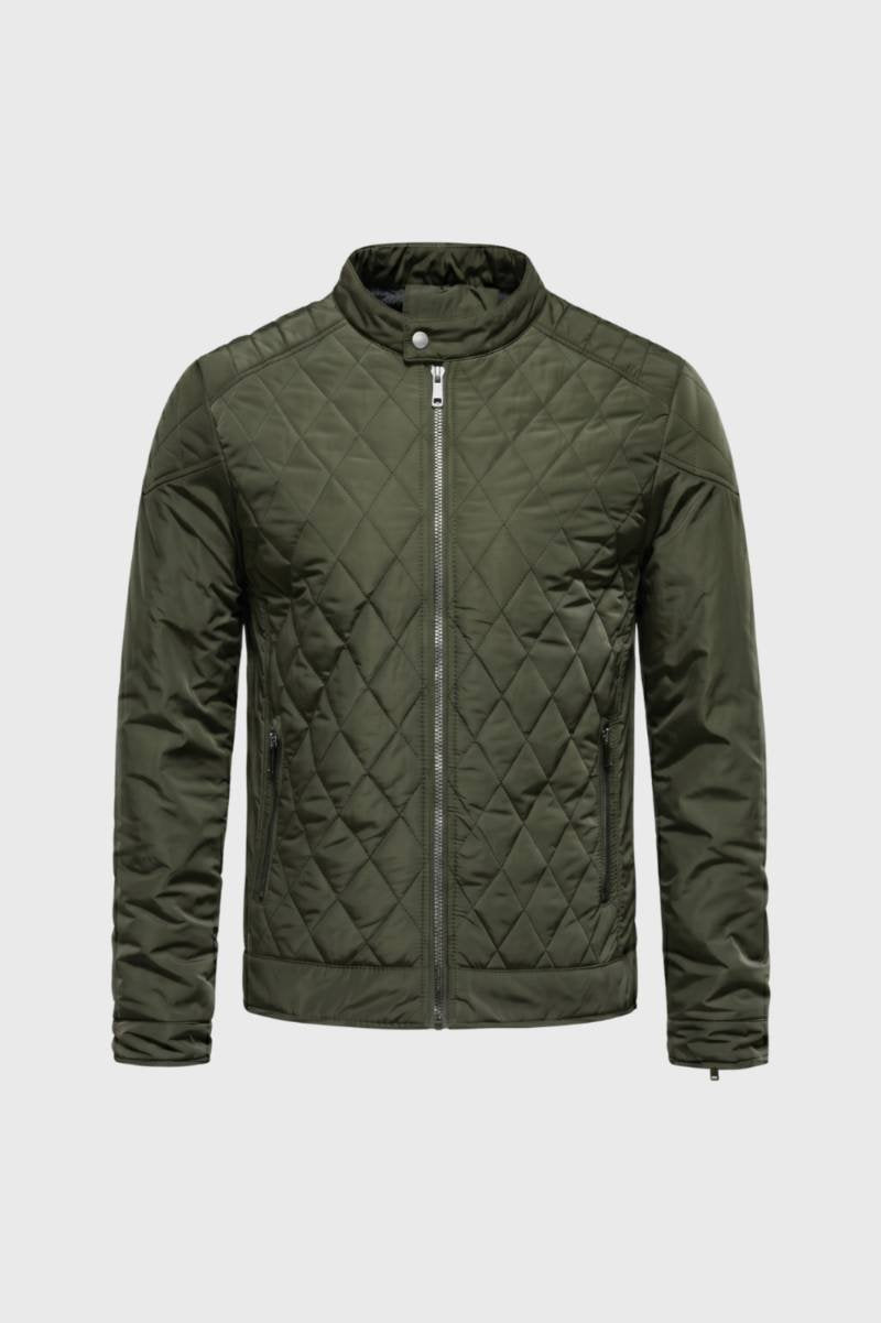 Veste Homme - Matelassée Coupe Moderne Col Montant | Casual — Kaki