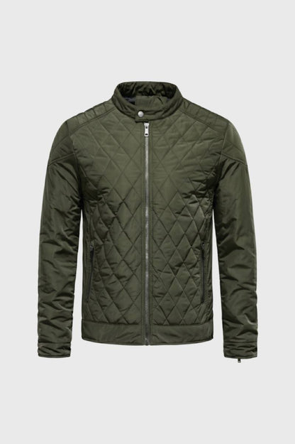 Veste Homme - Matelassée Coupe Moderne Col Montant | Casual — Kaki