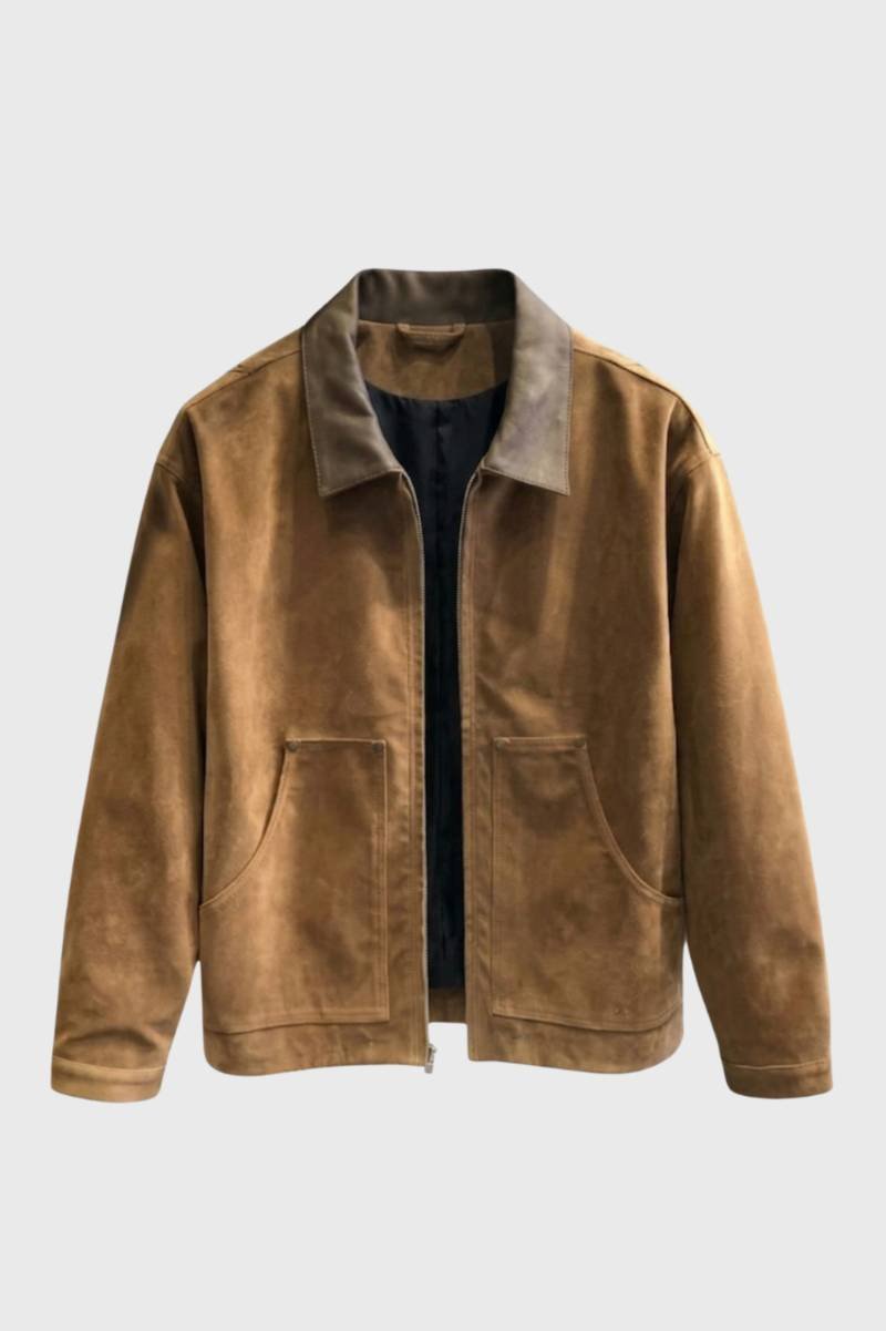 Veste Homme - Style Aviateur avec Fermeture Zip | Moderne - Camel