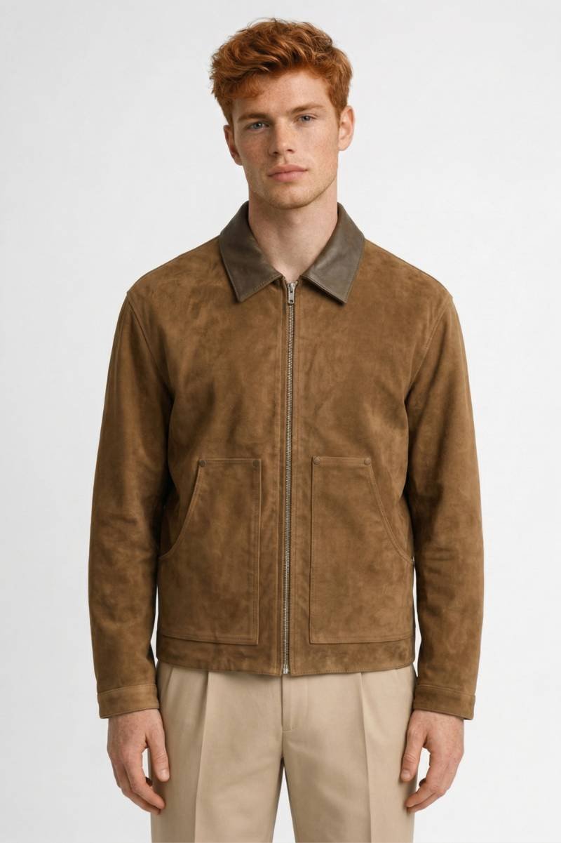 Veste Homme - Style Aviateur avec Fermeture Zip | Moderne - Camel