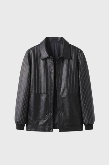 Veste Homme - Style Baseball avec Rayures Verticales | Moderne — Noir rayé