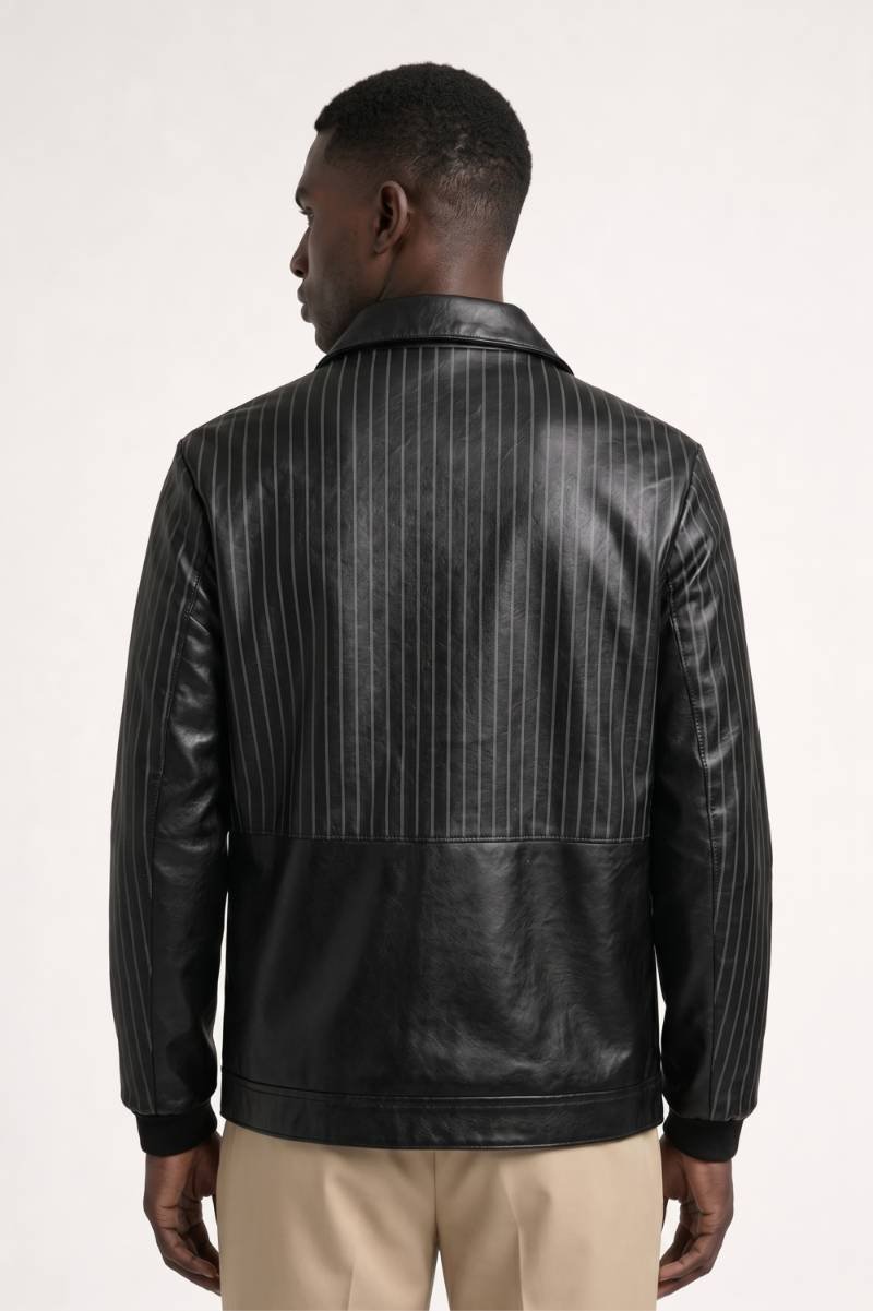 Veste Homme - Style Baseball avec Rayures Verticales | Moderne — Noir rayé