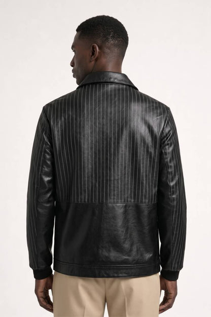 Veste Homme - Style Baseball avec Rayures Verticales | Moderne — Noir rayé
