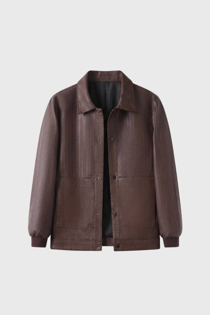 Veste Homme - Style Baseball avec Rayures Verticales | Moderne — Marron rayé