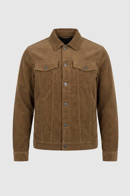 Veste Homme - Style Décontracté Côtelé avec Boutons | Moderne — Marron