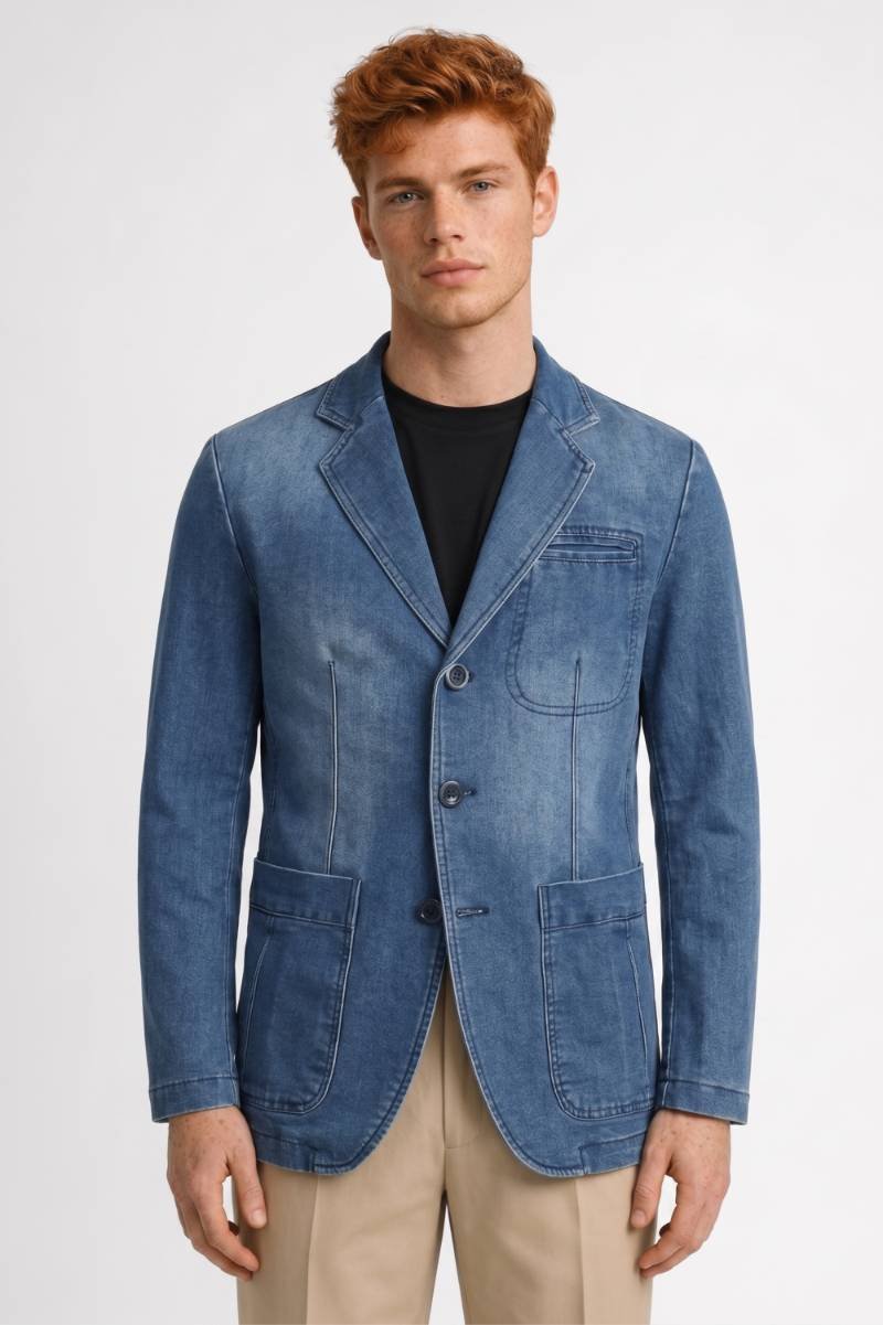 Veste Homme - Style Décontracté Effet Délavé | Moderne — Bleu Clair
